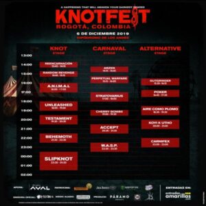 Knotfest Colombia 2019 horarios